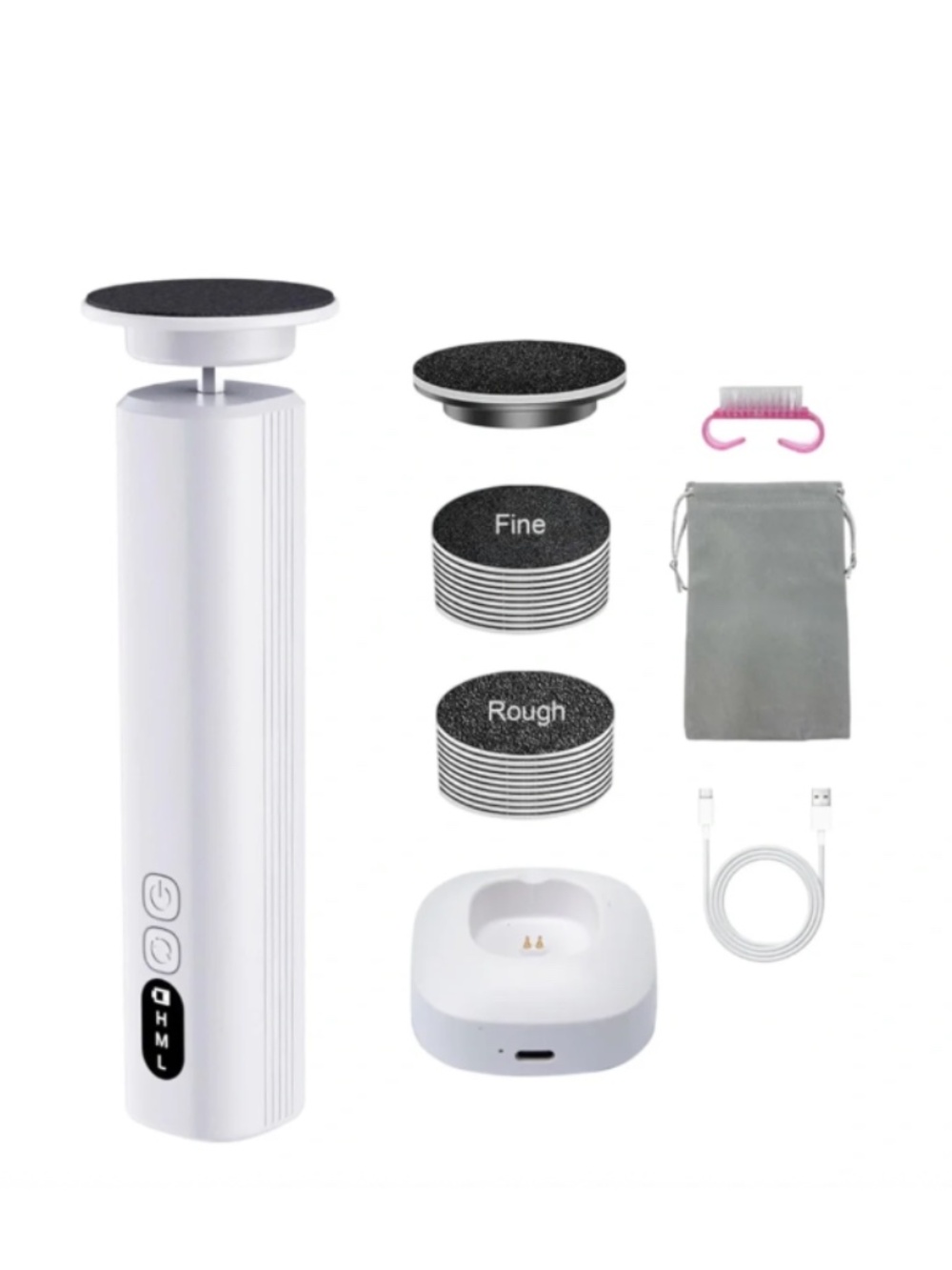 White Cordless Foot Buffer Callus Remover Rechargeable
